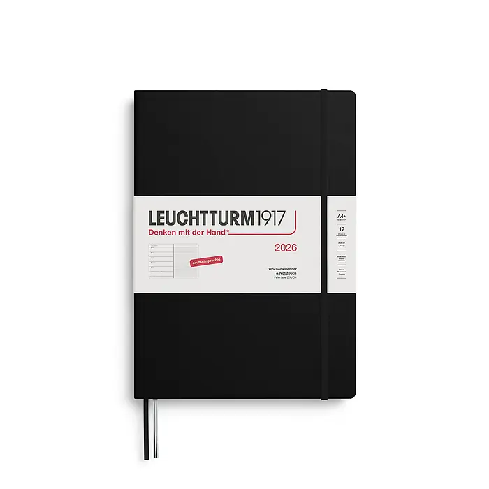 Leuchtturm1917 A4+ Master Weekly Planner/Notebook 2026 hardcover Black