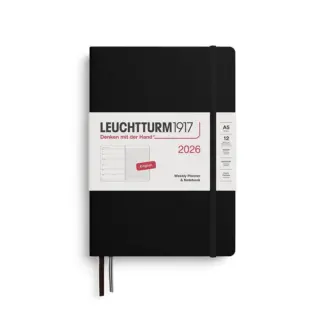 Leuchtturm1917 A5 Medium Weekly Planner & NoteBook 2026 hardcover Black