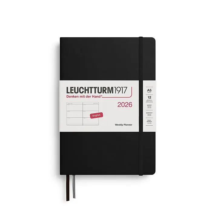 Leuchtturm1917 A5 Medium Weekly Planner 2026 hardcover Black