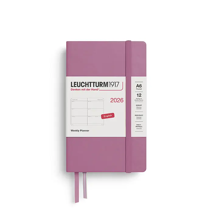 Leuchtturm1917 A6 Pocket Weekly Planner 2026 hardcover Dusty Rose