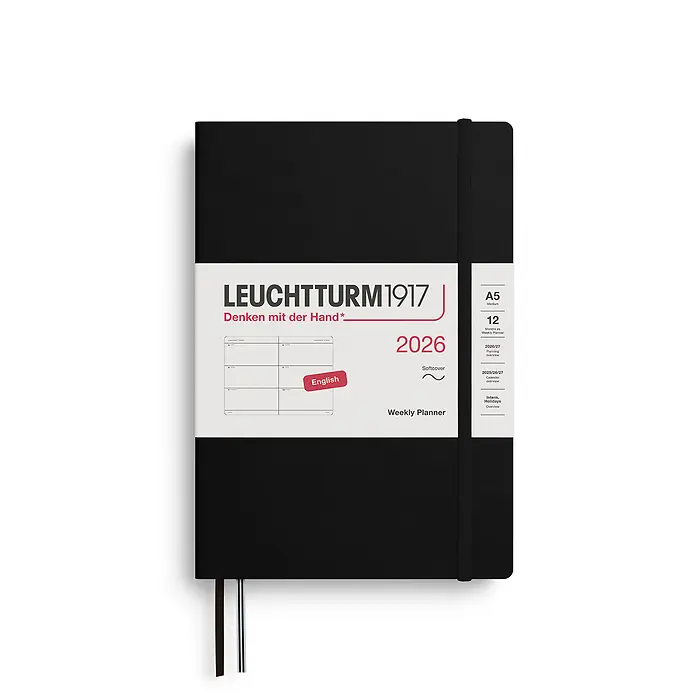 Leuchtturm1917 A5 Medium Weekly Planner 2026 softcover Black