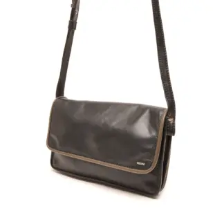 Berba Soft Leren crossbody ritstas black / taupe
