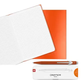 Caran d'Ache set Colormat-X Orange A5 Notitieboek en Balpen
