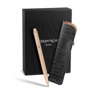 Caran d'Ache S.E. Ecridor Damier Rosé Gold balpen met lederen etui