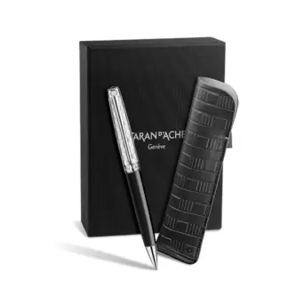 Caran d'Ache S.E. Léman Damier balpen set met lederen etui