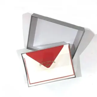 Crown Mill Set Correspondentiekaartjes met Enveloppen wit/rood