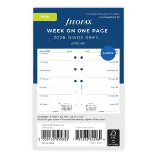 Filofax Mini 2026 1 week per pagina(Engels-talig)