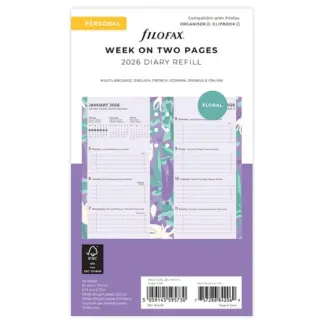 Filofax Personal Floral Collection 2026 complete inhoud week op 2 pagina's