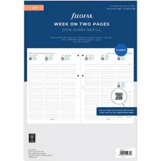 Filofax A4 2026 week op 2 pagina's kolommen