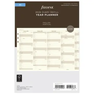 Filofax A5 2026 Year planner verticaal cotton cream