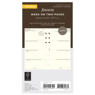 Filofax Personal 2026 Week op 2 pagina's cotton cream