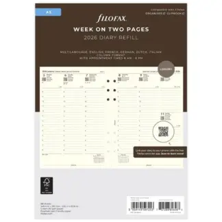 Filofax A5 2026 week op 2 pagina's kolommen cotton cream