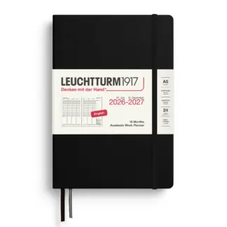 Leuchtturm1917 A5 Medium Academic Week Planner 2026/2027 (18 mnds) hardcover Black