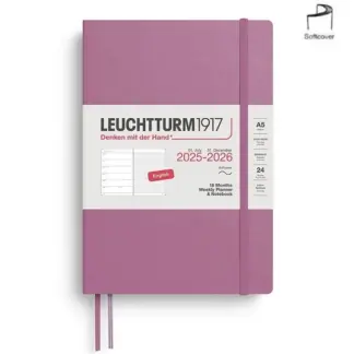 Leuchtturm1917 A5 Medium Weekly Planner & Notebook 2026/2027 (18 mnds) softcover Dusty Rose