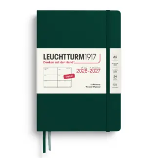 Leuchtturm1917 A5 Medium Weekly Planner 2026/2027(18 mnds) hardcover Forest Green