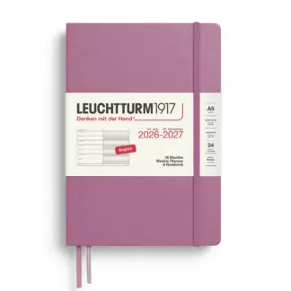Leuchtturm1917 A5 Medium Weekly Planner & Notebook 2026/2027 (18 mnds) hardcover Dusty Rose