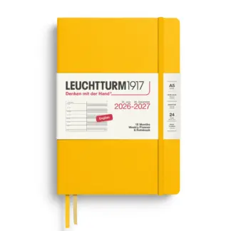 Leuchtturm1917 A5 Medium Weekly Planner & Notebook 2026/2027 (18 mnds) hardcover Sunflower