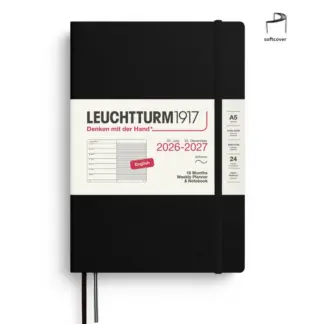 Leuchtturm1917 A5 Medium Weekly Planner & Notebook 2026/2027 (18 mnds) softcover Black