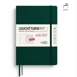 Leuchtturm1917 A5 Medium Weekly Planner & Notebook 2026/2027 (18 mnds) softcover Forest Green