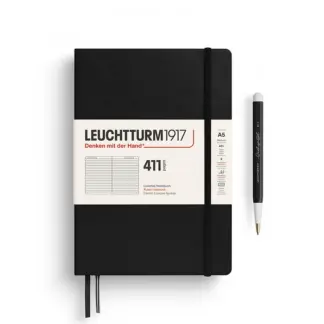 Leuchtturm1917 A5 Medium hardcover Notebook 411 ruled Black