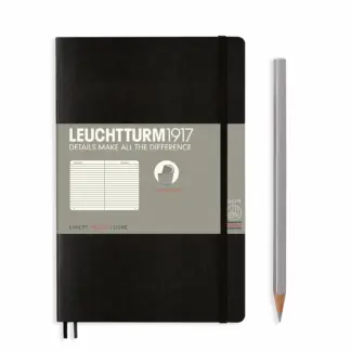 Leuchtturm1917 B6+ Paperback Notitieboek met zachte kaft ruled Black