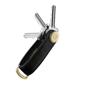 OrbitKey Key Organiser Saffiano Leather Liquorice Black