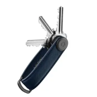 OrbitKey Key Organiser Saffiano Leather Oxford Navy