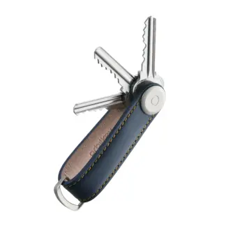 OrbitKey Key Organiser Leather Navy /Tan