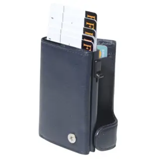Toni Perotti Furbo leren RFID pasjeshouder+muntvak Navy Blue