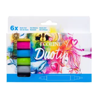 Royal Talens Ecoline Duotip marker set Basis / 6 kleuren