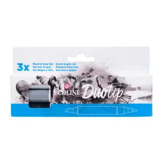 Royal Talens Ecoline Duotip marker set Zwart & Grijs / 3 kleuren