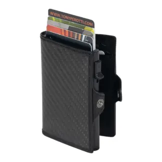 Toni Perotti Furbo leren mini RFID pasjeshouder Carbon / Black