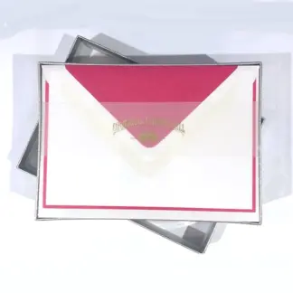 Crown Mill Set Correspondentiekaartjes met Enveloppen wit/fuchsia