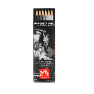 Caran d'Ache Grafwood potloden 6 stuks in metalen doos