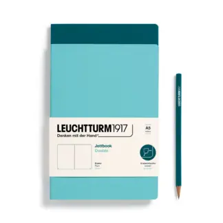 Leuchtturm1917 Double A5 Medium Jottbook Blanco Aqua / Pacific Green (set van 2)