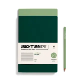 Leuchtturm1917 Double A5 Medium Jottbook ruled Sage / Forest Green (set van 2)