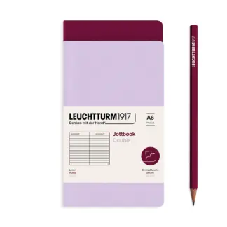 Leuchtturm1917 Double A6 Jottbook ruled Lilac / Port Red (set van 2)
