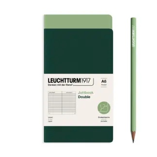 Leuchtturm1917 Double A6 Jottbook ruled Sage / Forest Green (set van 2)