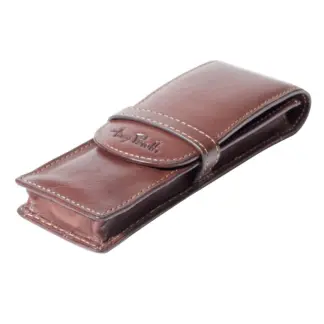 Toni Perotti Leren penetui met overslag voor 2 pennen Brown