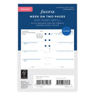 Filofax Pocket 2027 wit 1 week per pagina, 5 talig