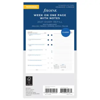 Filofax Personal 2027 1 week op pagina met notitieruimte ernaast