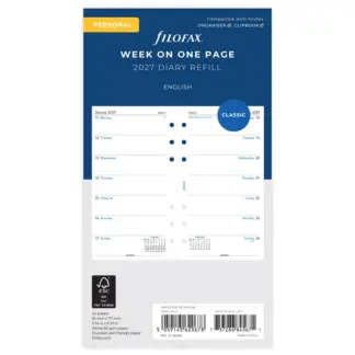 Filofax Personal 2027 week per pagina