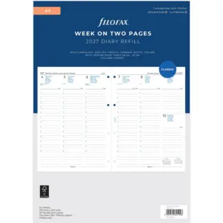 Filofax A4 2027 week op 2 pagina's kolommen