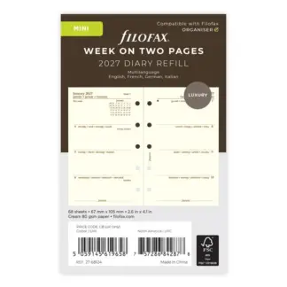 Filofax Mini 2027 week op 2 pagina's cotton cream (4-talig)