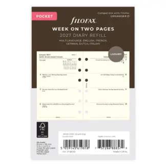 Filofax Pocket 2027 1 week op 2 pagina's cotton cream