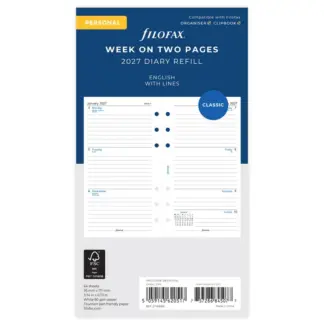 Filofax Personal 2027 week op 2 pagina's Engels
