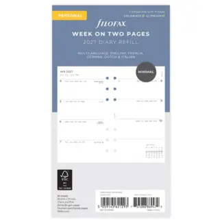 Filofax Personal Agenda-inhoud 2027 week op 2 pagina's Minimal