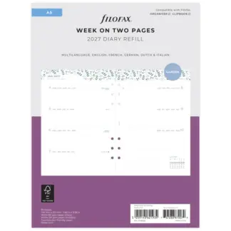 Filofax A5 Garden collectie 2027 week op 2 pagina's