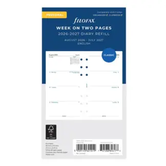 Filofax Personal Week op 2 Pagina’s Academische Agenda-inhoud '26-'27