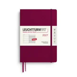 Leuchtturm1917 A5 Medium Weekly Planner/NoteBook 2027 hardcover Port Red